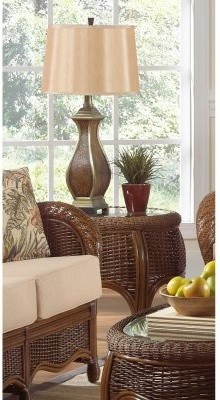 Hospitality Rattan Turks Bay Full Frame Rattan & Wicker End Table - Antique