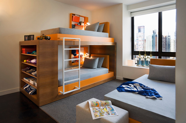 9 Bunk Bed Designs That Offer Storage, Bunk Bed Shelf Attachment Ideas