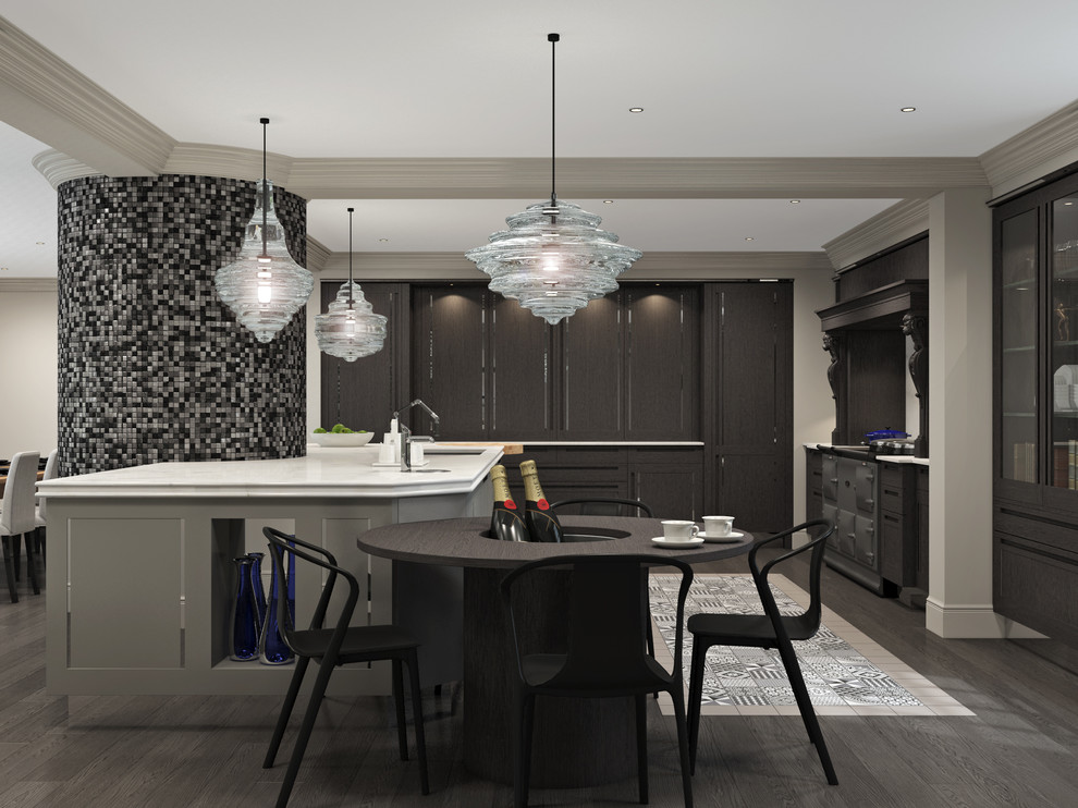 Hand Painted and Stained Oak kitchen with a modern built in design ...