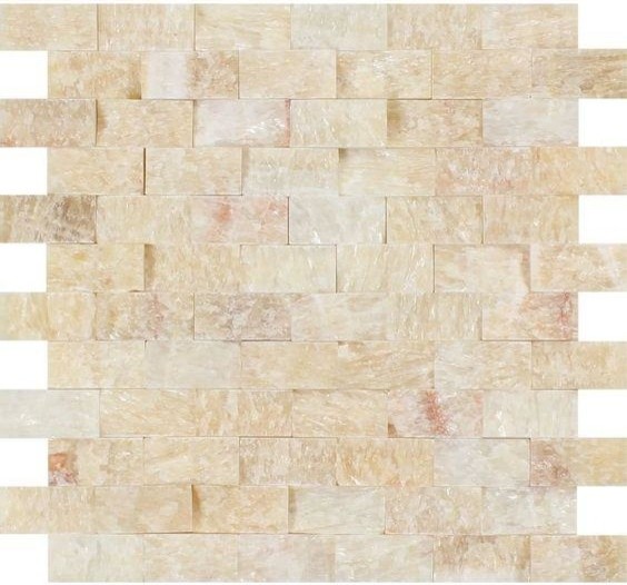 1 X 2 Honey Onyx Split-Faced Brick Mosaic Tile