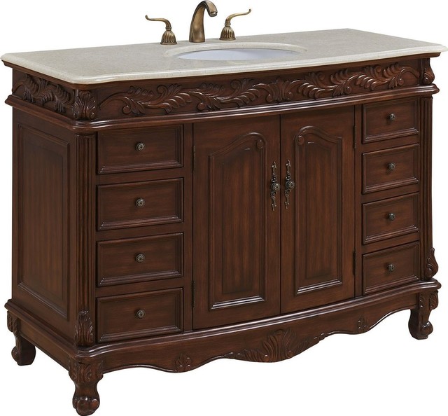 BORDEAUX Vanity Sink Turned Bun Feet Oval Foot Single Beige