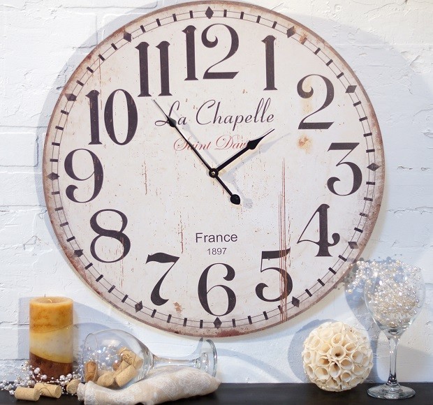 Large Round White Wall Clock Miami by Antique Farmhouse Houzz