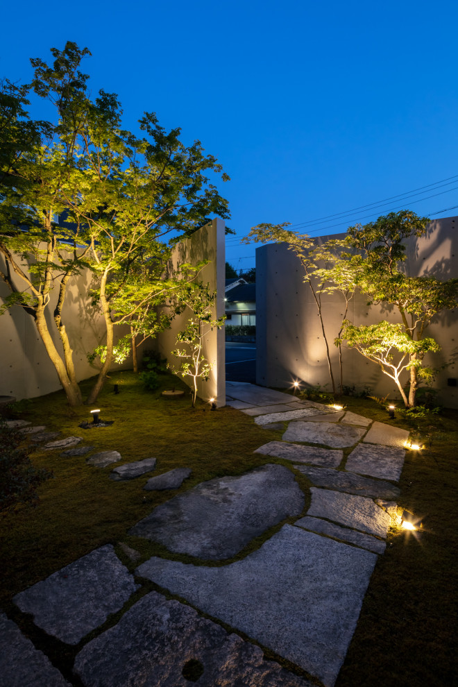 Photo of a scandinavian courtyard garden in Other with with rock feature.