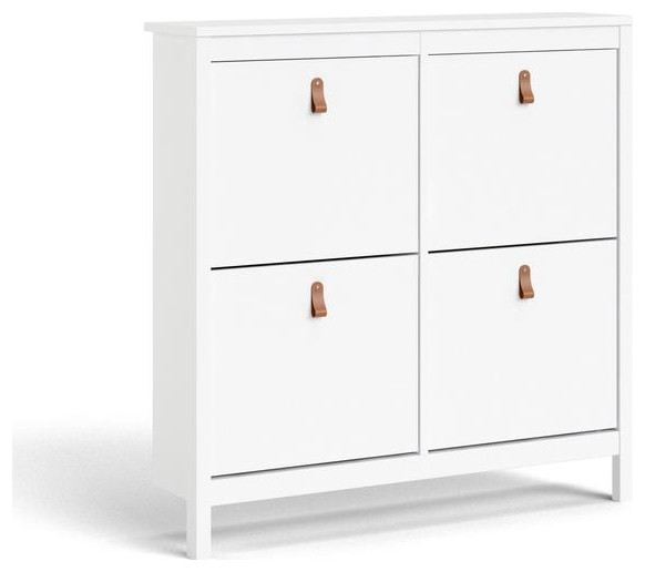 Madrid 4 Drawer Shoe Cabinet White Transitional Shoe Storage by