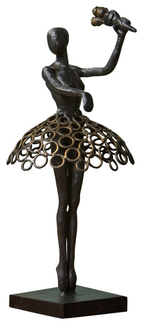 Ballerina Statue, Bronze Iron - Contemporary - And Figurines - by HOME | Houzz