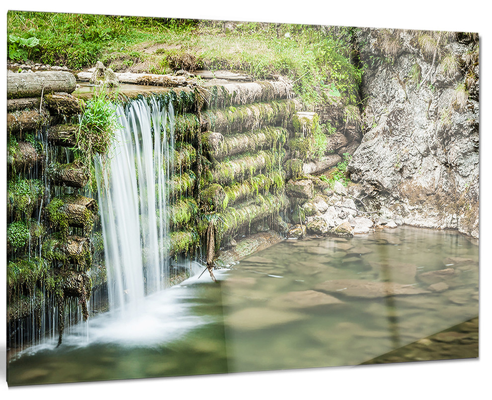 "Fabulous Manmade Waterfall" Glossy Metal Wall Art Contemporary Metal Wall Art by Design