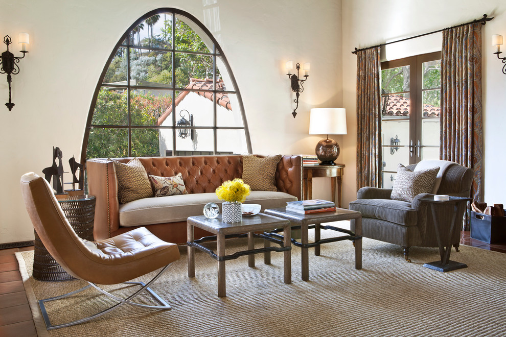 This is an example of a mid-sized mediterranean living room in Los Angeles with no tv.