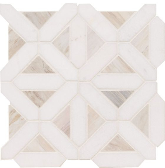 Angora Geometric Pattern 12X12 Polished Marble Mosaic, (4x4 or 6x6) Sample