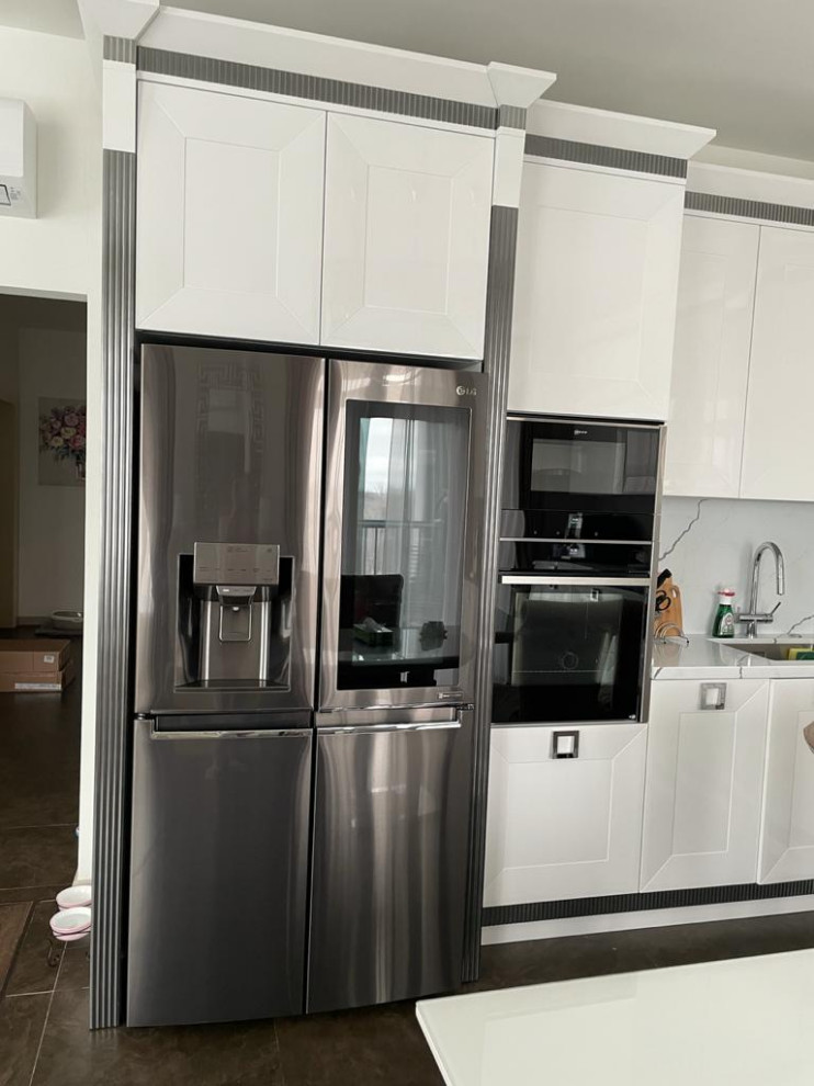 Фото готового интерьера кухни-гостиной ЖК Ботанический сад г. Москва