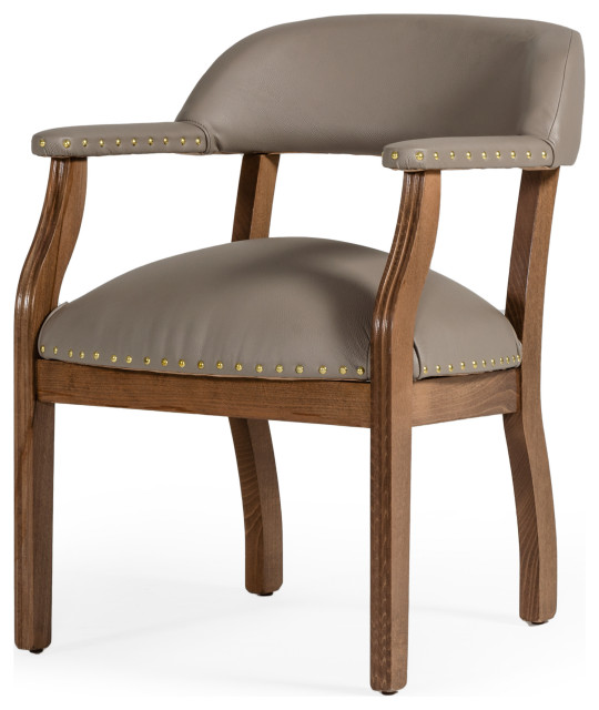 Modrest Canosa Modern Taupe Faux Leather Dining Chair - Transitional ...