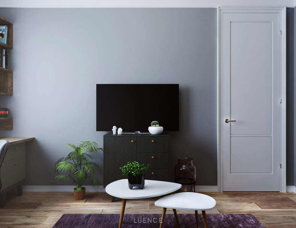 Дизайн-проект гостиной-спальни в скандинавском стиле.