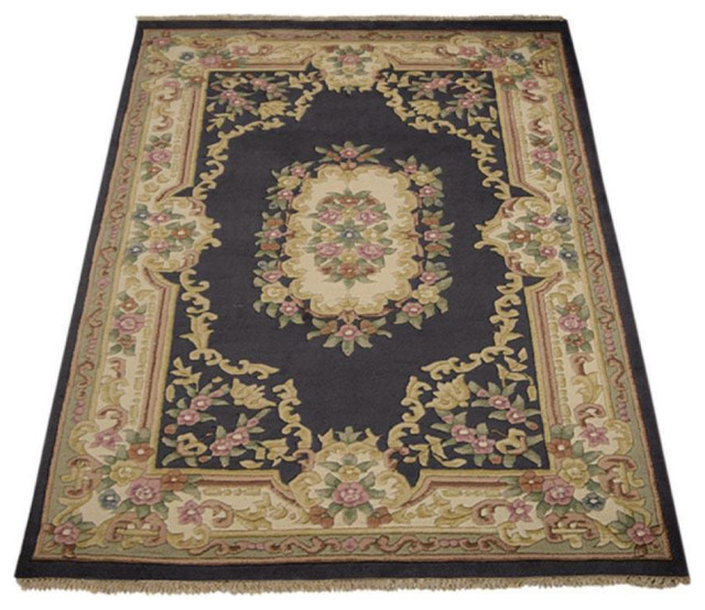 Hand Knotted Aras Wool Area Rug Oriental Light Blue, [Rectangle] 4'x6 ...
