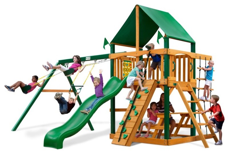 Gorilla Playsets Chateau Deluxe Wood Swing Set - 01-0003-TS-1