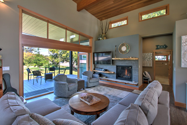 White Family Cabin contemporary-living-room