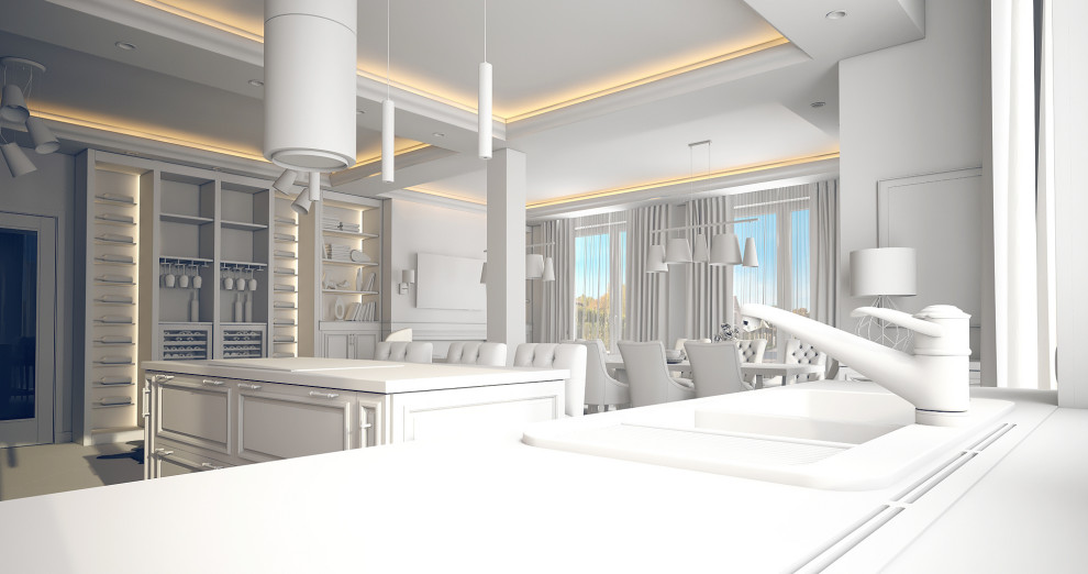 Проект освещения кухни-гостиной