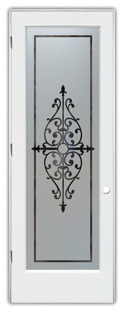 Pantry Door Barcelona Sandblast Etched Glass Door Mediterranean