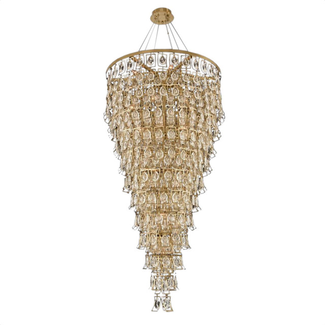 Art Deco Carmella Foyer Light, Brass - Contemporary - Chandeliers - by ...