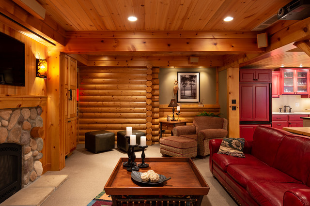 Modern Log Cabin Basement Remodel In Ann Arbor Michigan Rustic