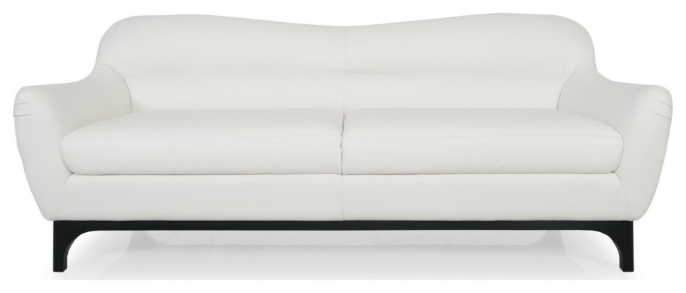 Wollo Full Leather Mid-Century Sofa, Pure White