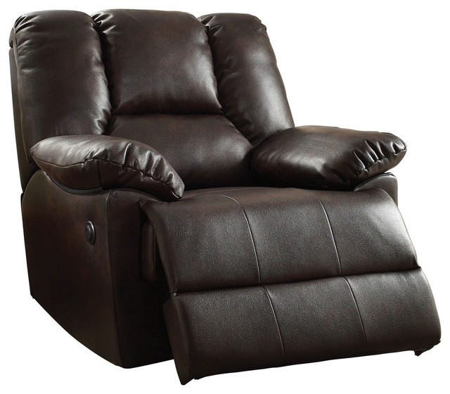 Oliver Power Recliner, Dark Brown Transitional Recliner Chairs by