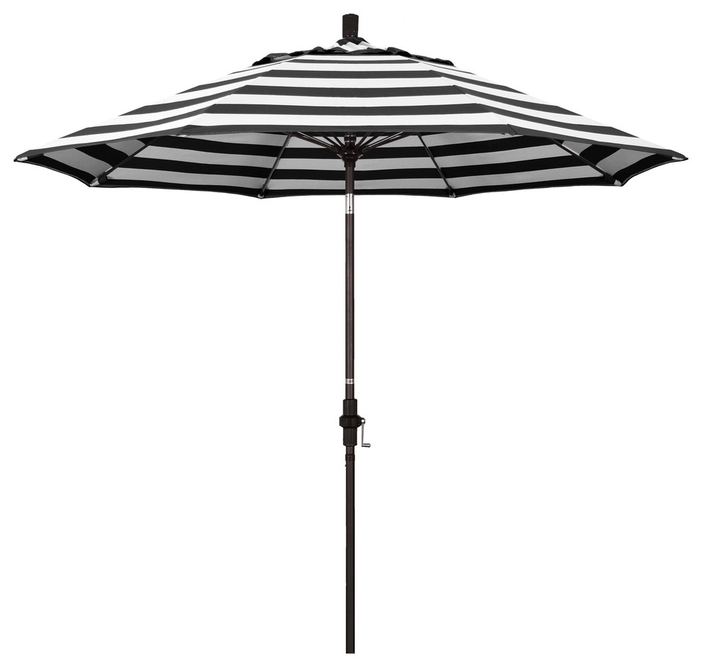 9' Bronze Collar Tilt Lift Fiberglass Rib Aluminum Umbrella, Sunbrella, Cabana Classic