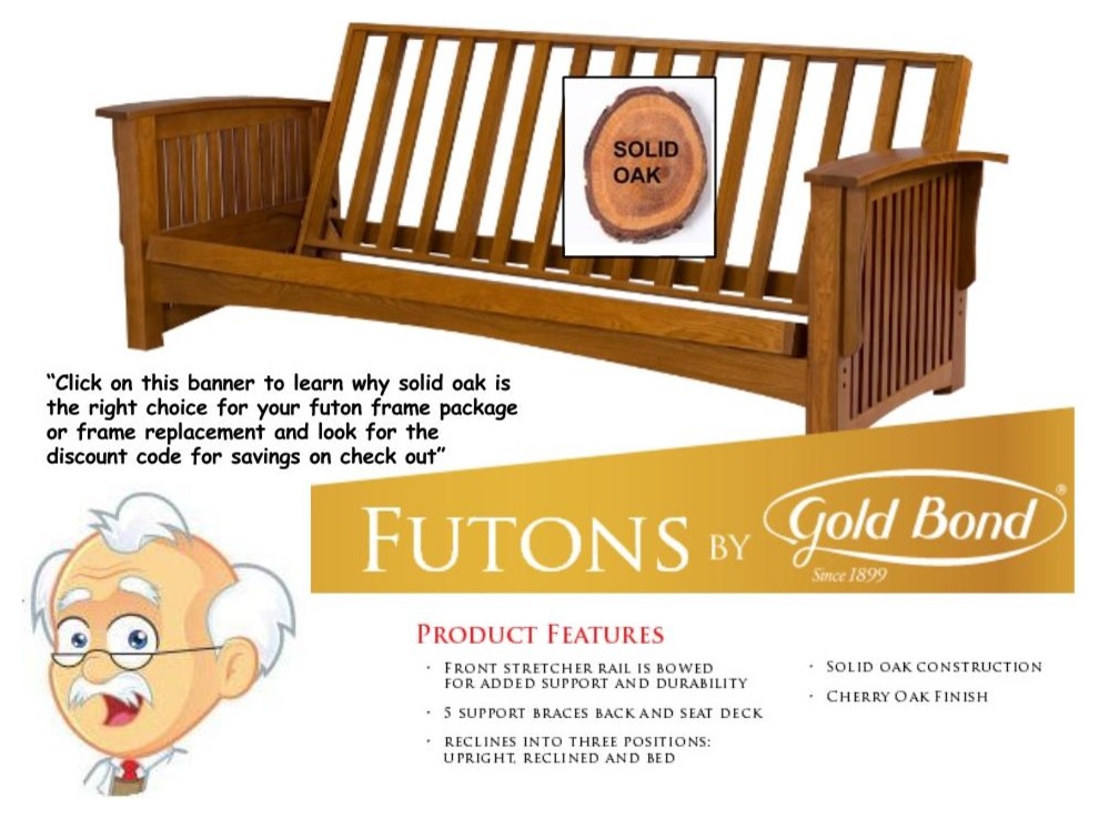 Solid Oak Wood Futon Frames by Gold Bond New York by Urban Futons
