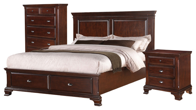 Bedroom Furniture Sets, Brinley Cherry King Storage Bed