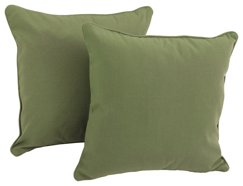 18" Double-Corded Solid Twill Square Throw Pillows With Inserts, Set of 2, Sage