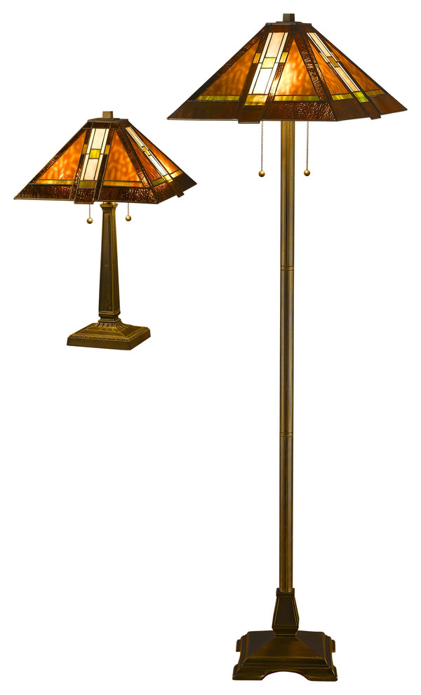 tiffany floor and table lamp set