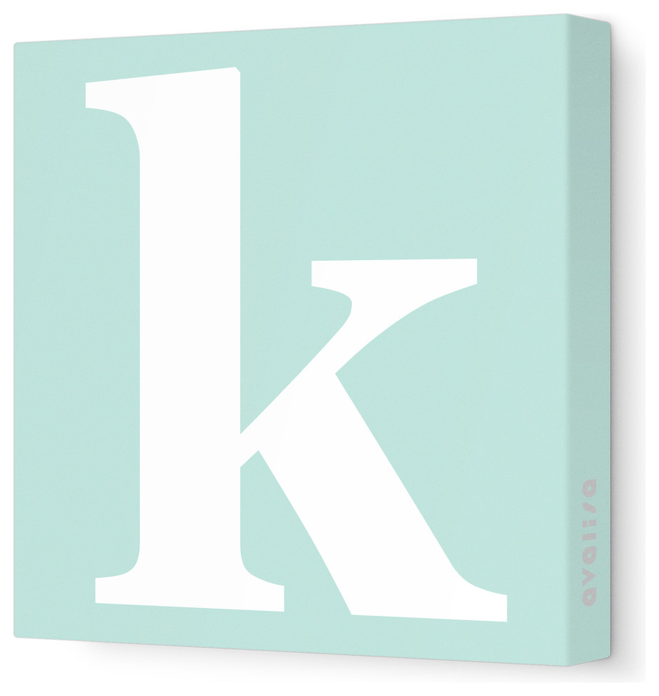 Letter - Lower Case 'k' Stretched Wall Art, 12" x 12", Sea Green