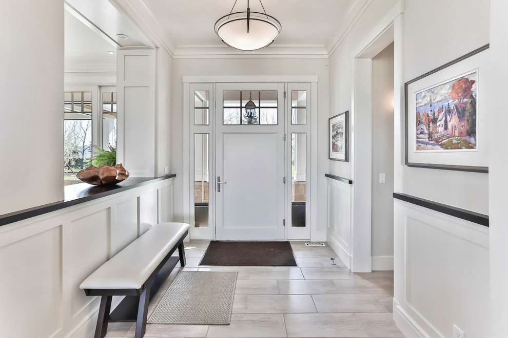 Inspiration for a transitional entryway remodel in Calgary