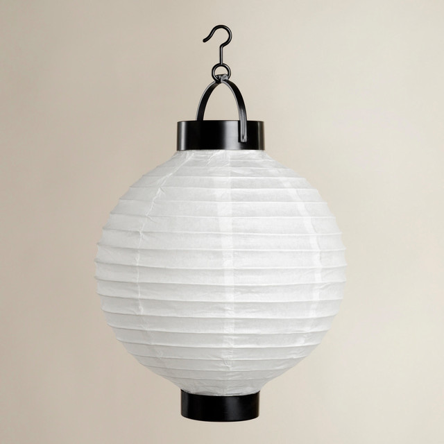 Modern White Battery-Operated Paper Lanterns, Set of 4