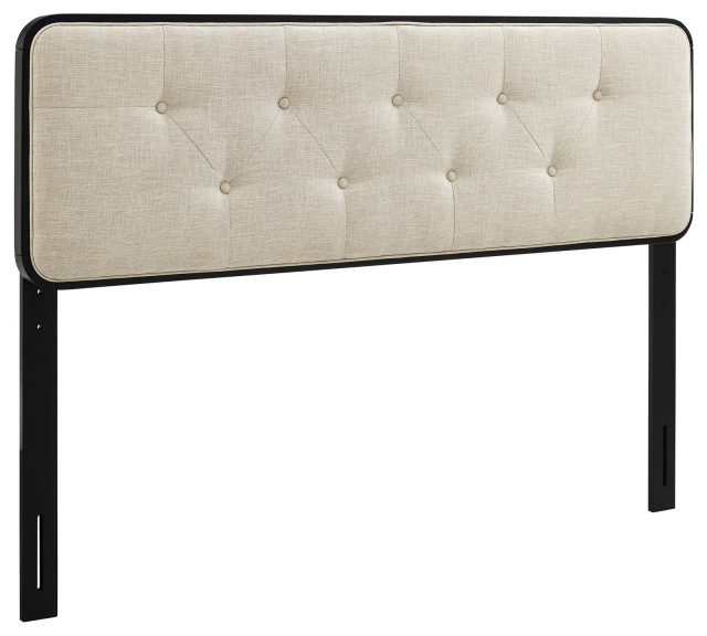 Collins Tufted Queen Fabric and Wood Headboard MOD-6234-BLK-BEI