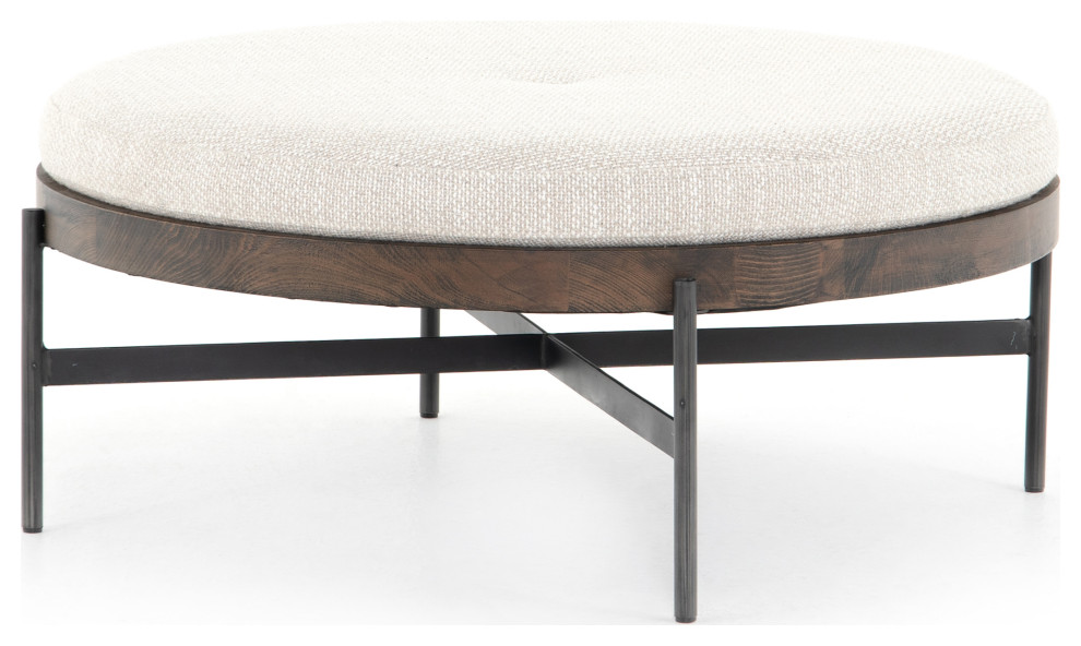 Edwyn Large Ottoman, Gibson Wheat Midcentury Footstools And