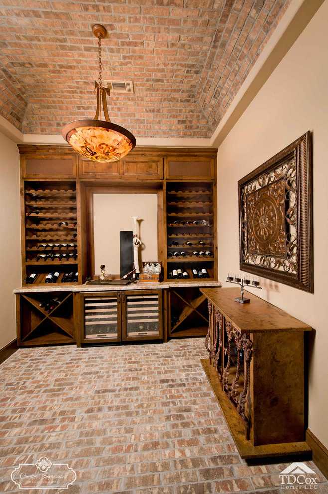 Inspiration for a rustic wine cellar remodel in Houston