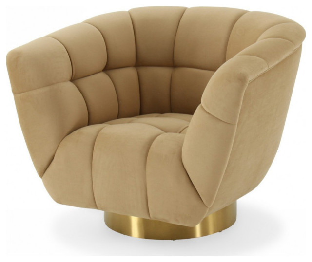 Arabella, Glam Mustard and Gold Fabric Chair Contemporary Armchairs