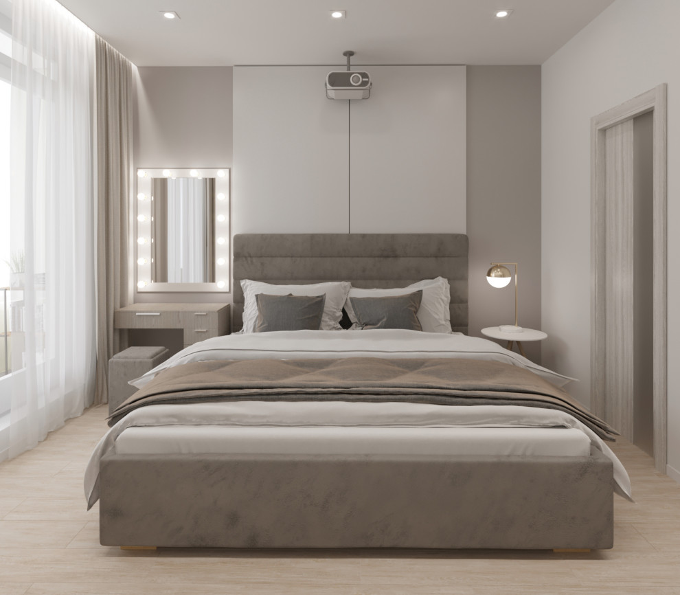 Визуализация спальни. Столик мейкап и стеновые панели.