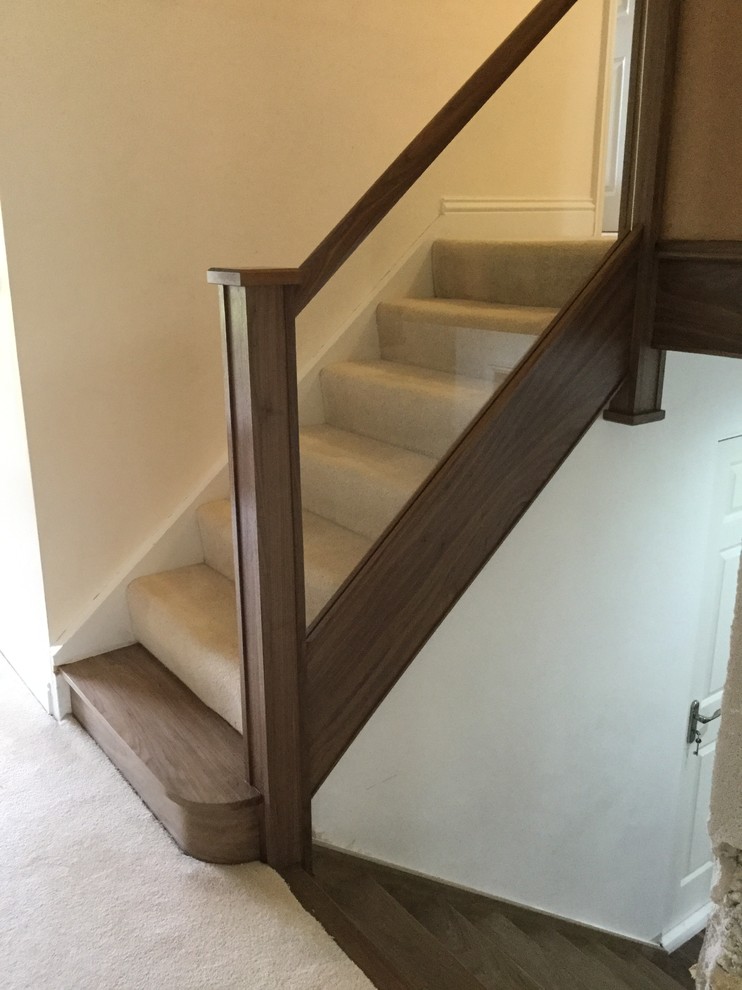 Walnut Staircase and Refurbishment with Glass