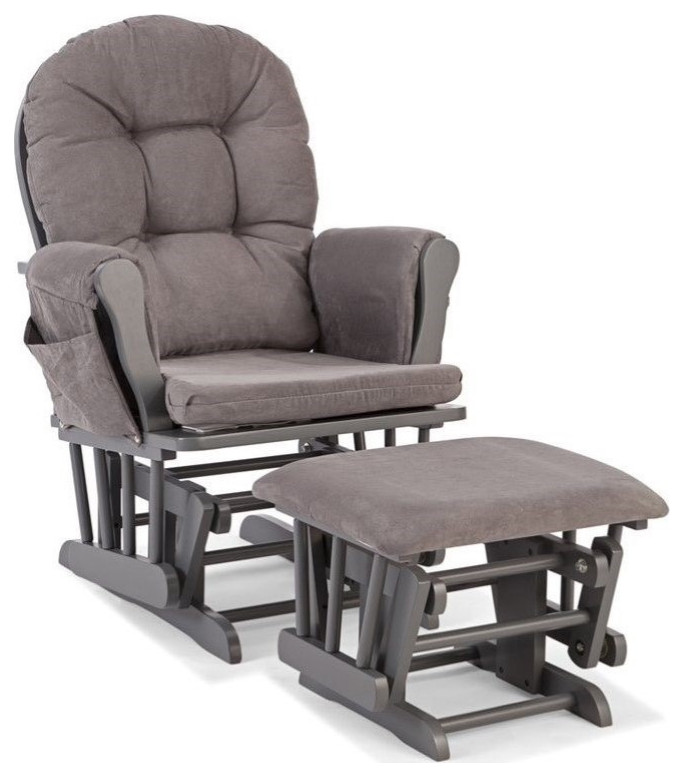 Stork Craft Hoop Custom Glider and Ottoman in Gray and Gray