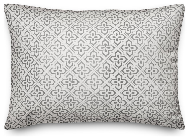 Faded Gray Pattern 14x20 Outdoor Throw Pillow