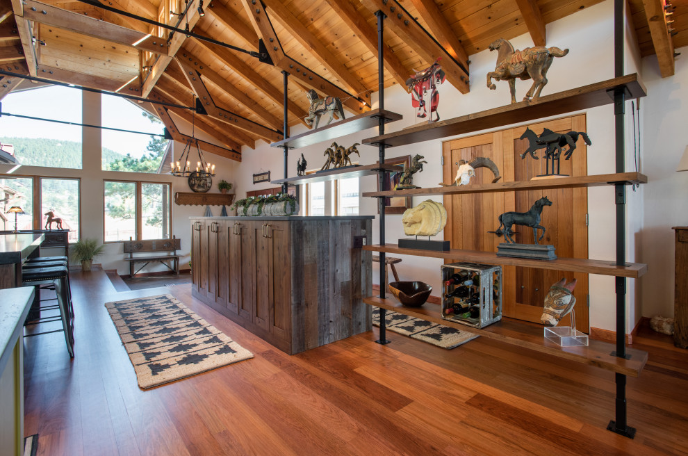 Inspiration for a country kitchen in Denver with multiple islands.