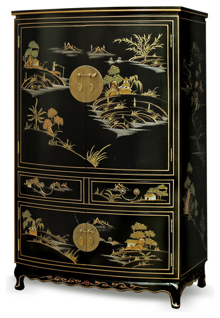 Chinoiserie Scenery Design Tv Armoire Asian Media Cabinets By China Furniture And Arts