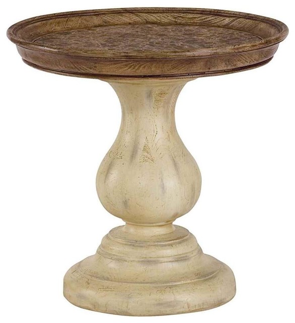 Hammary Jessica McClintock Round Pedestal End Table With Marble Top, White Veil