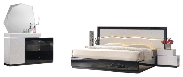 Turin Modern 5 Piece Bedroom Set Black, Contemporary Bedroom Furniture Sets Black