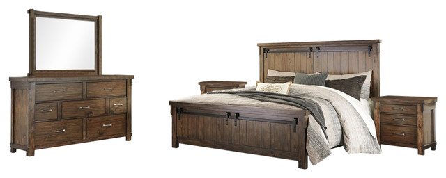 Ashley Lakeleigh 5 Piece Bedroom Set Panel Brown