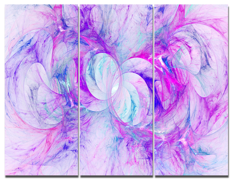 Light Purple Fractal Texture, Abstract Triptych Canvas Print, 36x28, 3 Panels
