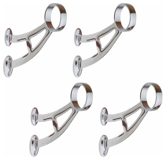 4 Wall Mount Bar Foot Rail Bracket 2" Chrome Brass Contemporary