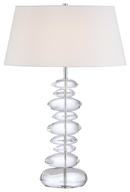 1-Light Table Lamp Chrome White Linen Shade Eidolon Cr