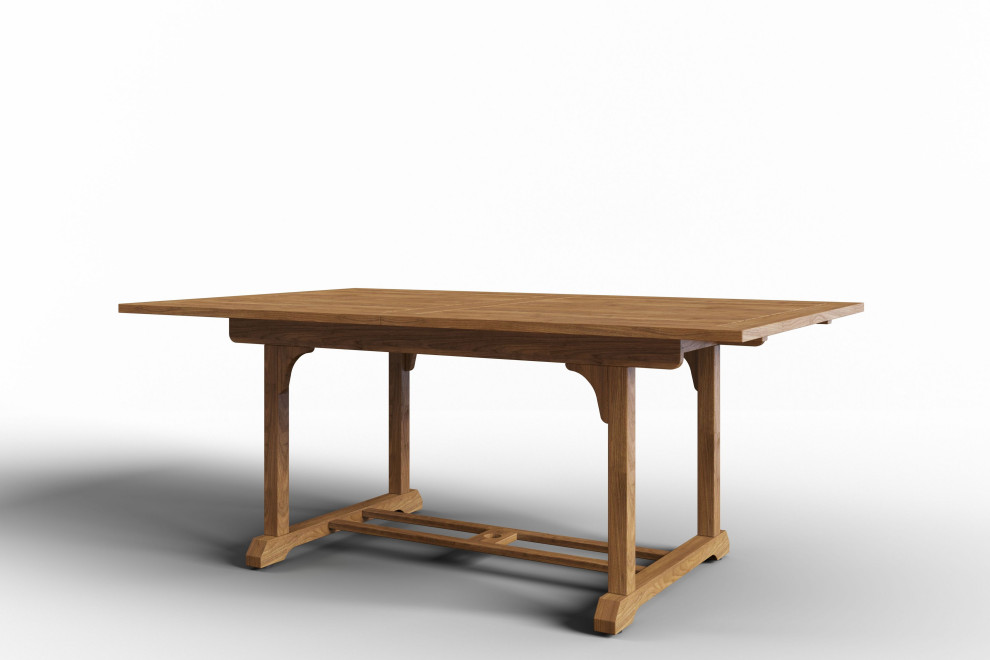 Belmont Rectangular Teak Outdoor Dining Table with BuiltIn Extension
