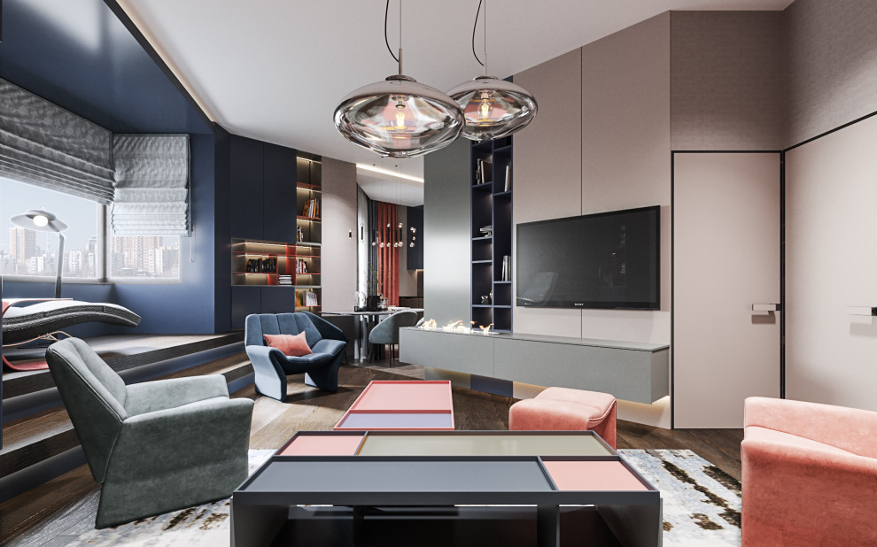 Студия в современном стиле  в колониальных тонах